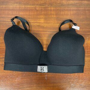Victoria's Secret T-Shirt Lightly Lined Wireless Bra 34DDD Black Bedazzled Logo